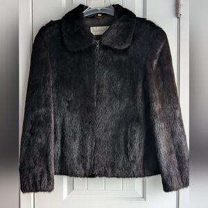 Andrew Marc Black Mink Fur Zip Up Jacket